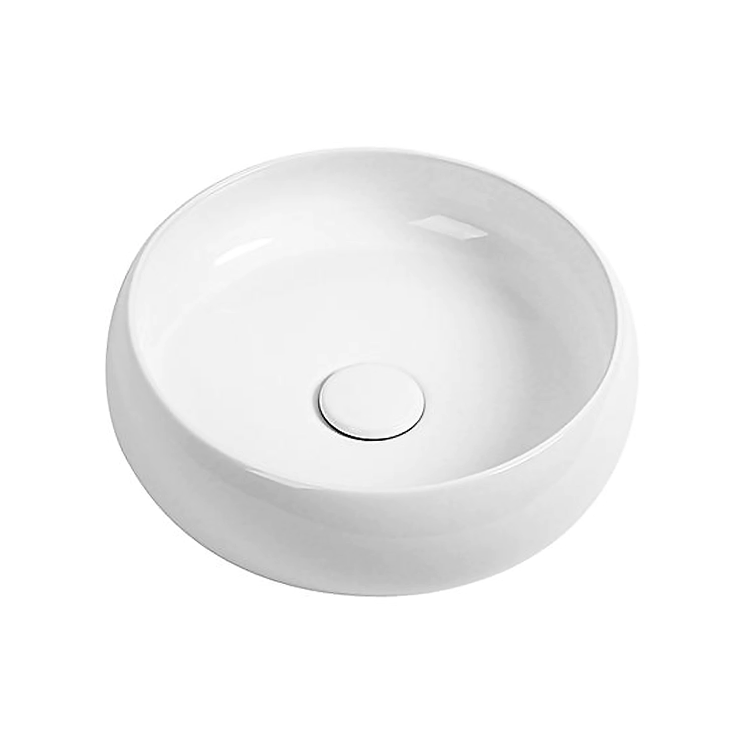compact bathroom sink 46 cm countertop wash basin, small cloakroom sink 18 inches white round bathroom vessel sink